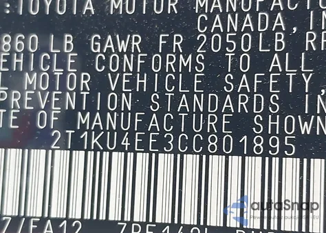 2012 Toyota Matrix L из США, поврежденный, VIN 2T1KU4EE3CC801895